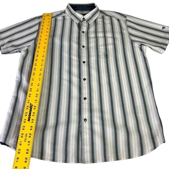 Kuhl Shirt Mens Large Bohemian Button Up Multicolor Striped Short Sleeve - Picture 5 of 12
